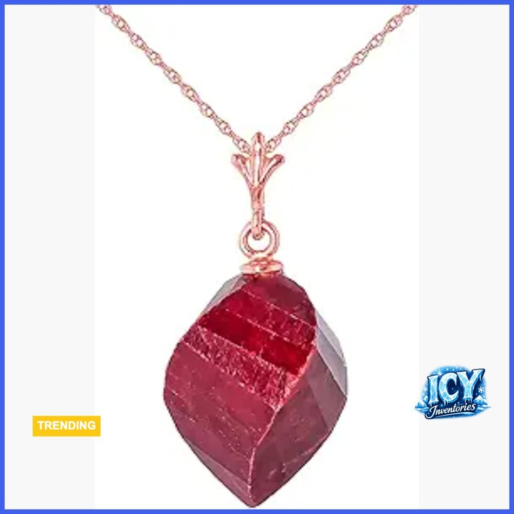 14k Solid Gold Necklace With Natural Ruby Pendant… - image 1